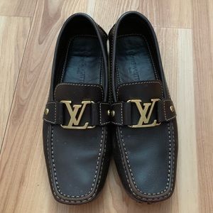 Louis Vuitton Slip on Loafers Brown Leather